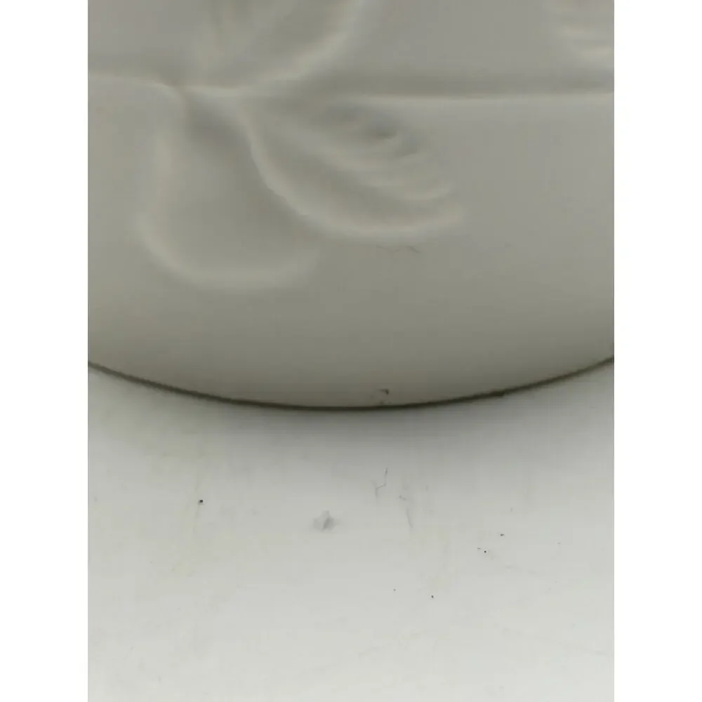 Round White Ceramic Embossed Fruit Lidded Box 5.2